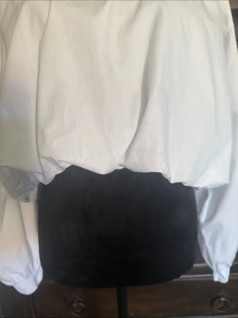 Zara White Puffed Hem Crop Top